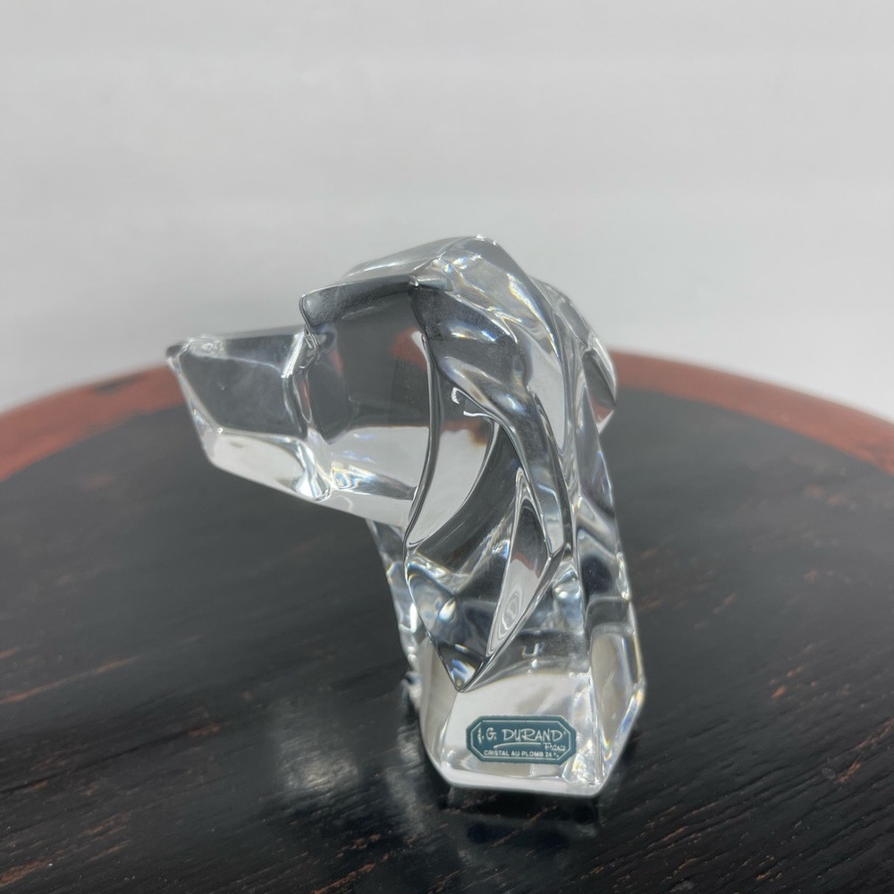 Vintage JG Durand Crystal Dog Head Figurine